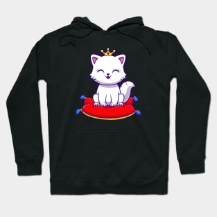 Cute Queen Cat Sitting On Pillow Cartoon Hoodie